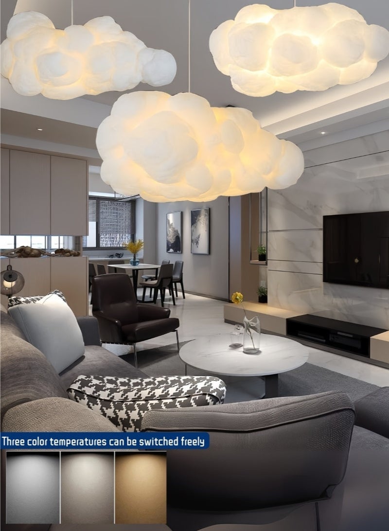 ديكور منزلي تصميم شكل سحابة إضاءة LED بيضاء ثريا 12 واط إضاءة سقف ثلاثة ألوان من الضوء مناسبة لغرفة المعيشة وغرفة النوم وغرفة الطعام - Image 4
